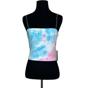 Faded Rose blue pink tie dye tank top cami size M